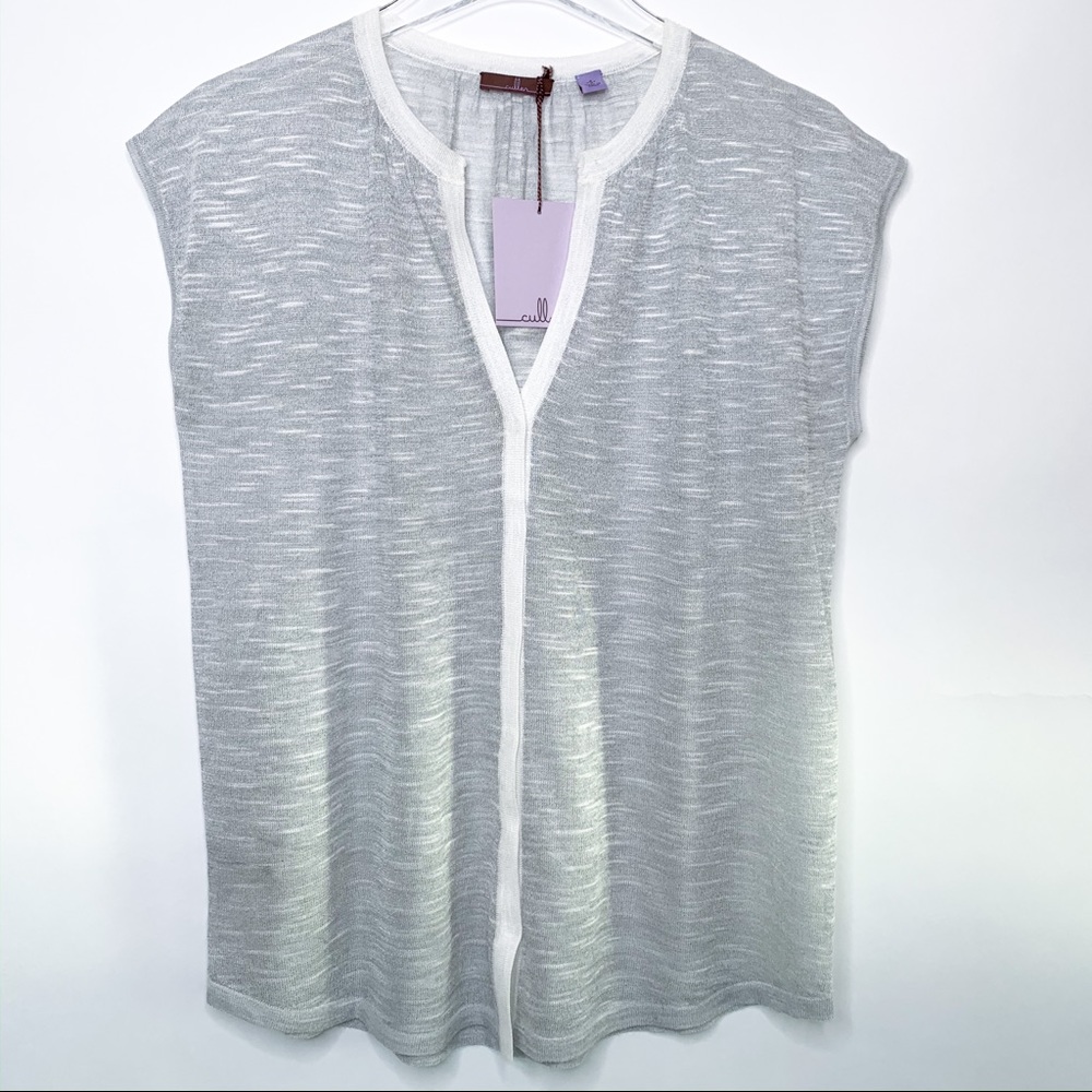 CULLEN Metallic Button Front Tunic Blouse Top S